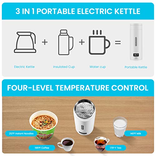 HASTHIP® Electric Kettle 0.4 Litre 300W Portable Water Bottle Hot Tea Mug Multipurpose Food Grade Fast Boil Auto Shut Off Travel LCD Smart Temperature Display 3PCS HASTHIP® Electric Kettle 0.4 Litre 300W Portable Water Bottle Hot Tea Mug Multipurpose Food Grade Fast Boil Auto Shut Off Travel LCD Smart Temperature Display 3PCS